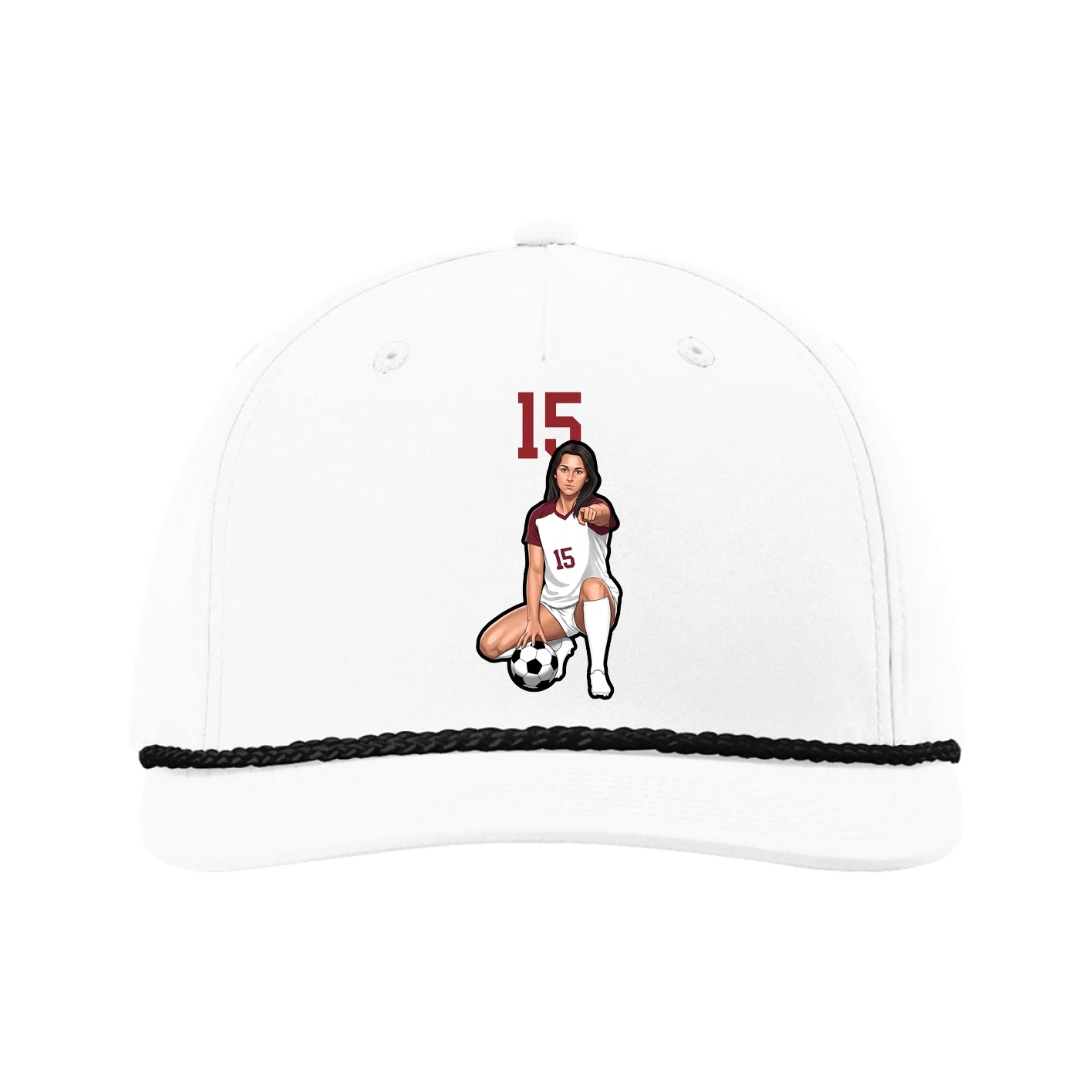 Five-Panel Classic Rope Cap — Number Top in White