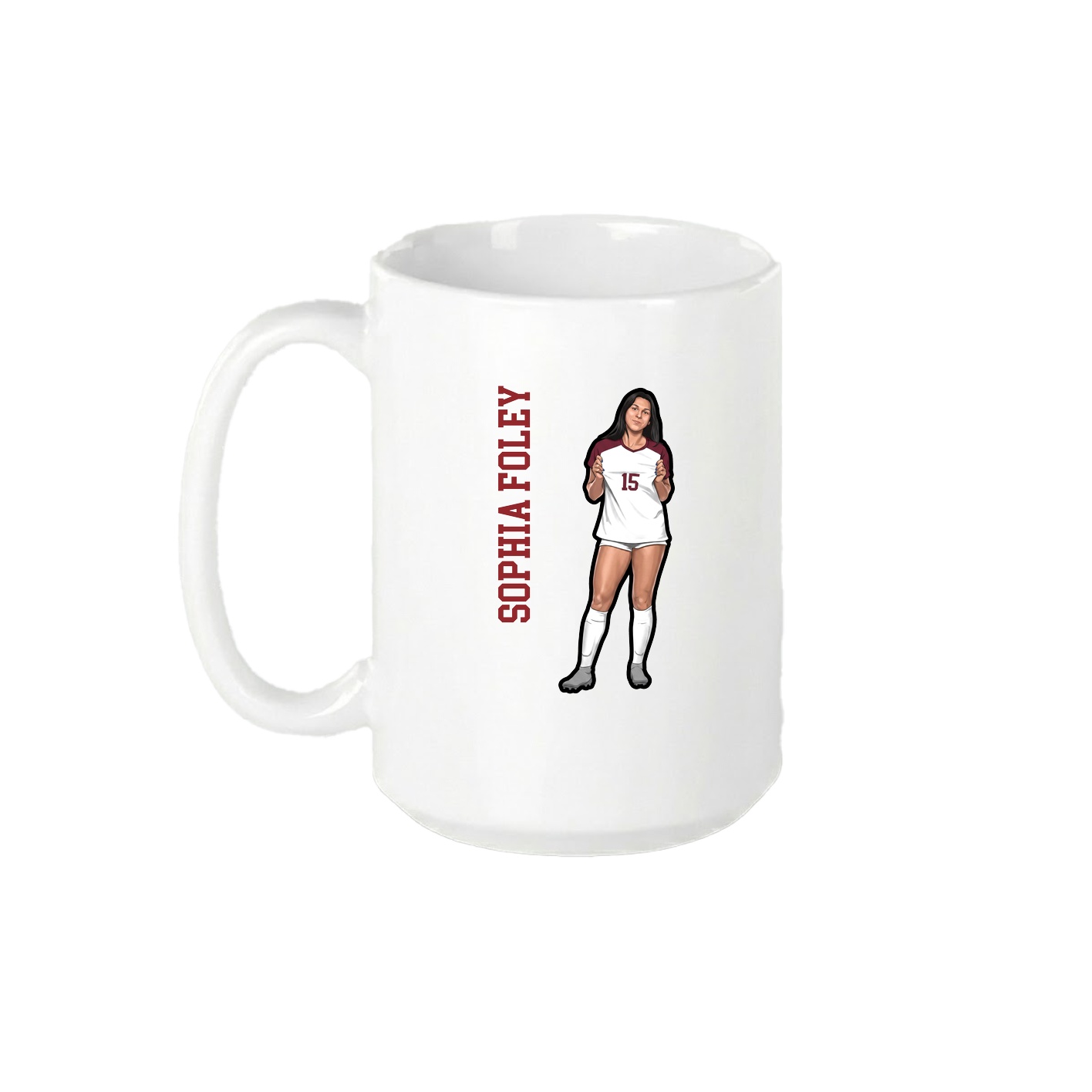 15oz Coffee Mug — Name Vertical in White