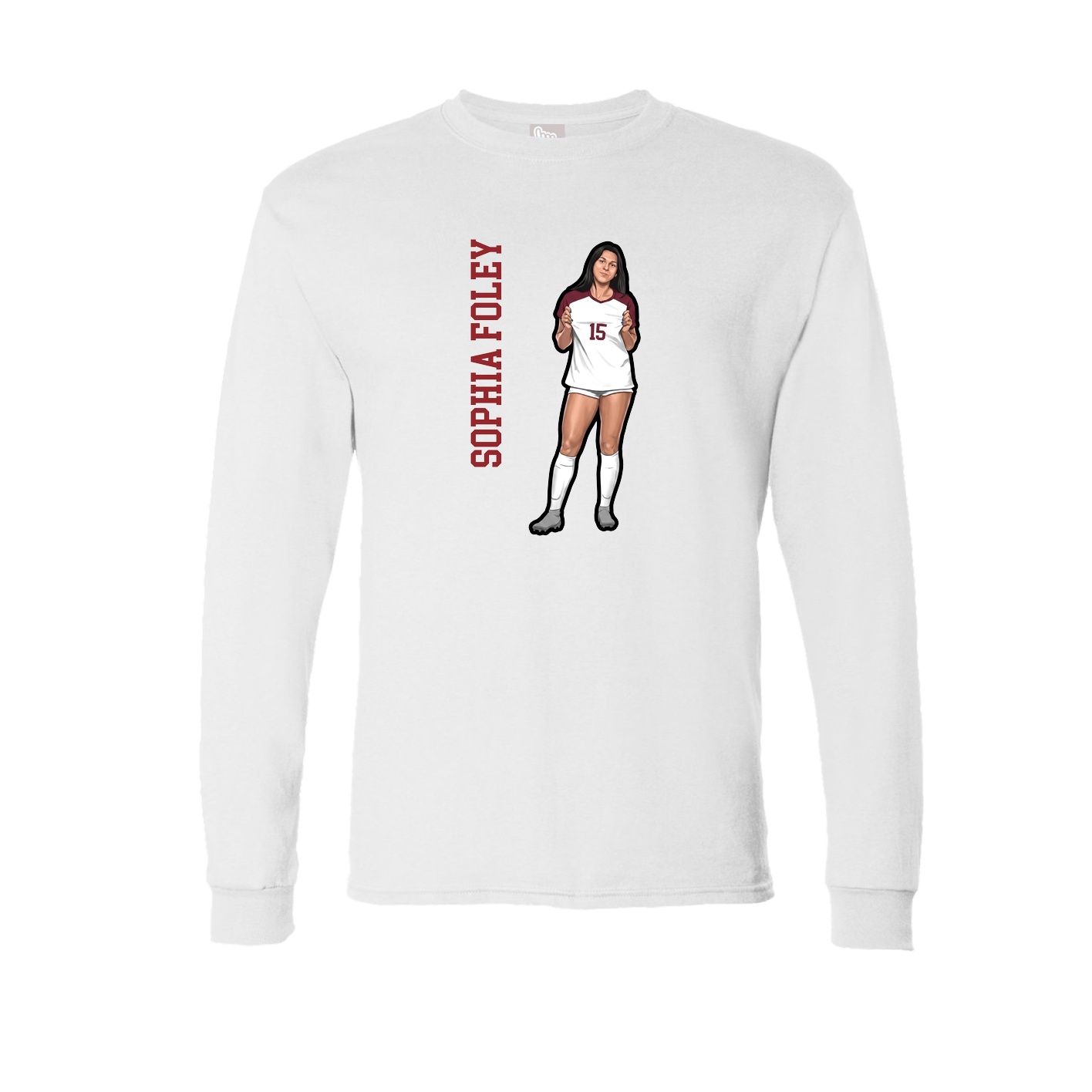 Long Sleeve Tee — Name Vertical in White