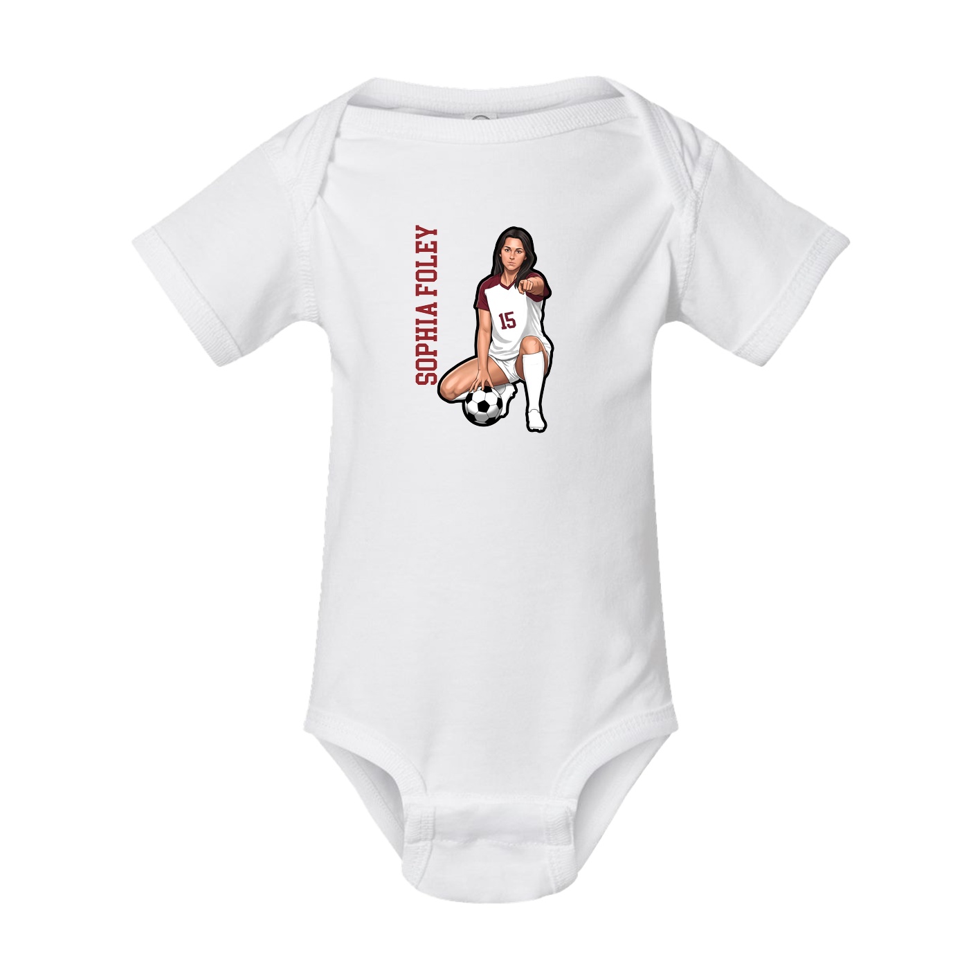 Baby Onesie — Name Vertical in White
