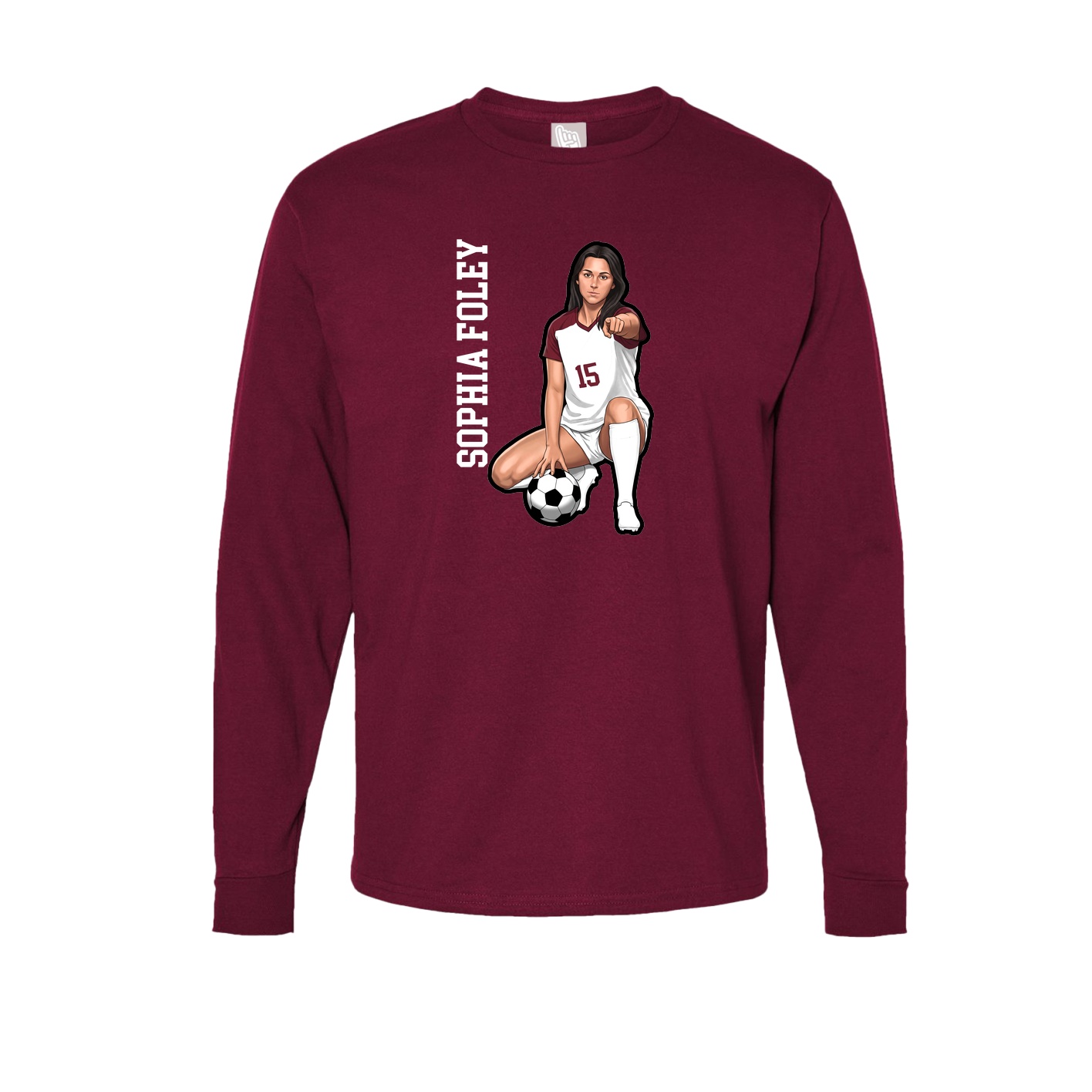 Long Sleeve Tee — Name Vertical in Cardinal