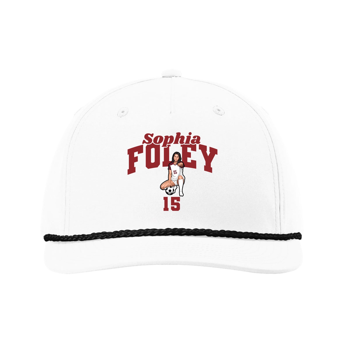 Five-Panel Classic Rope Cap — Signature Arch in White