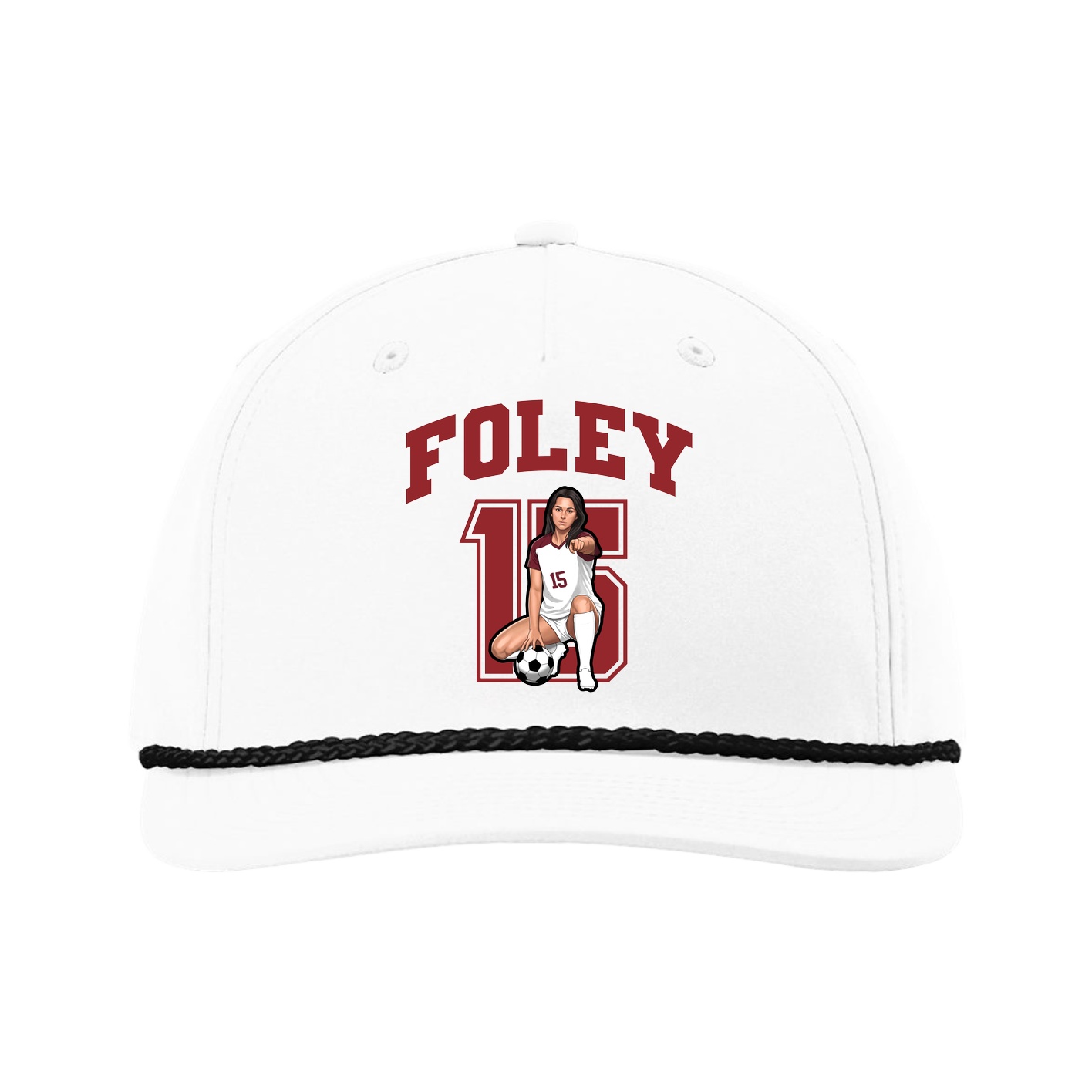 Five-Panel Classic Rope Cap — Number in White
