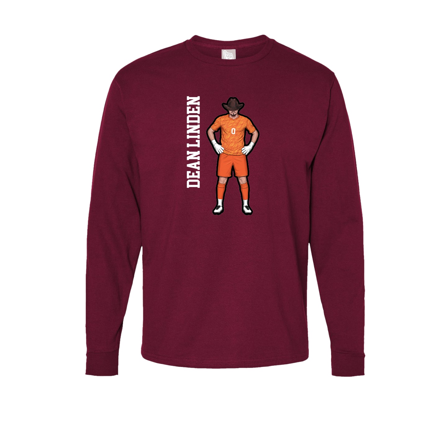 Long Sleeve Tee — Name Vertical in Cardinal