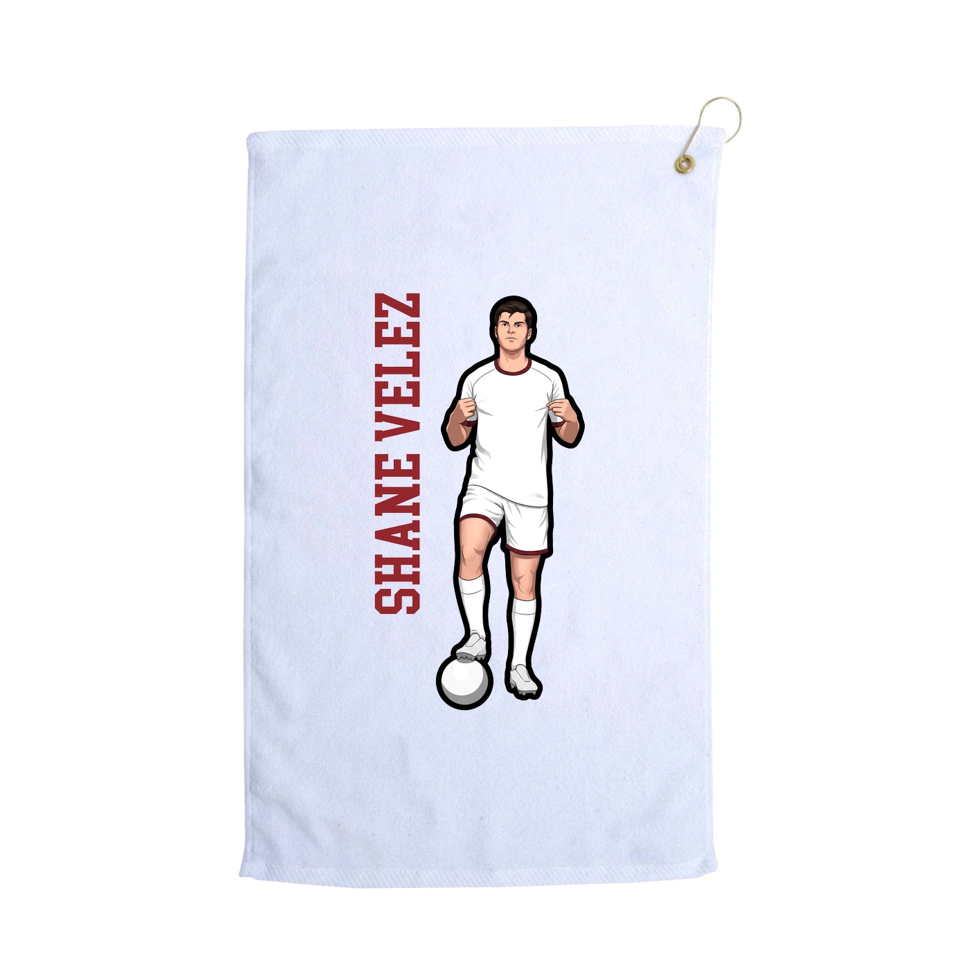 Golf Towel — Name Vertical in White