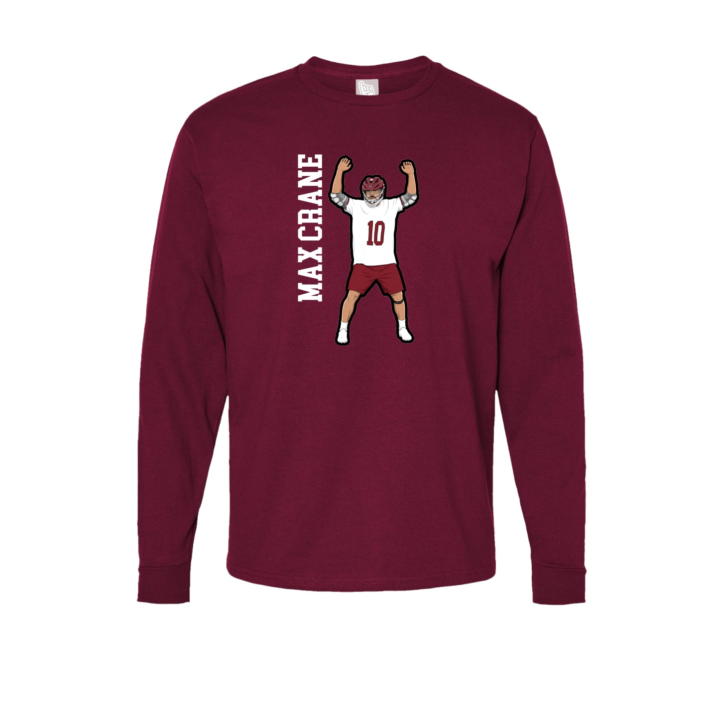 Long Sleeve Tee — Name Vertical in Cardinal