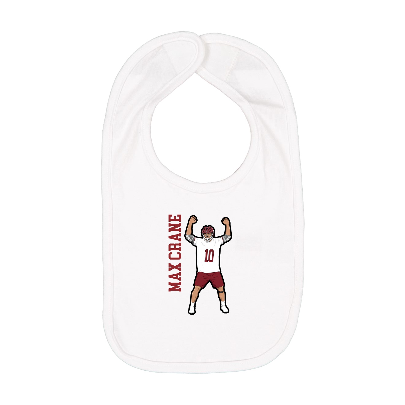 Infant Bib — Name Vertical in White