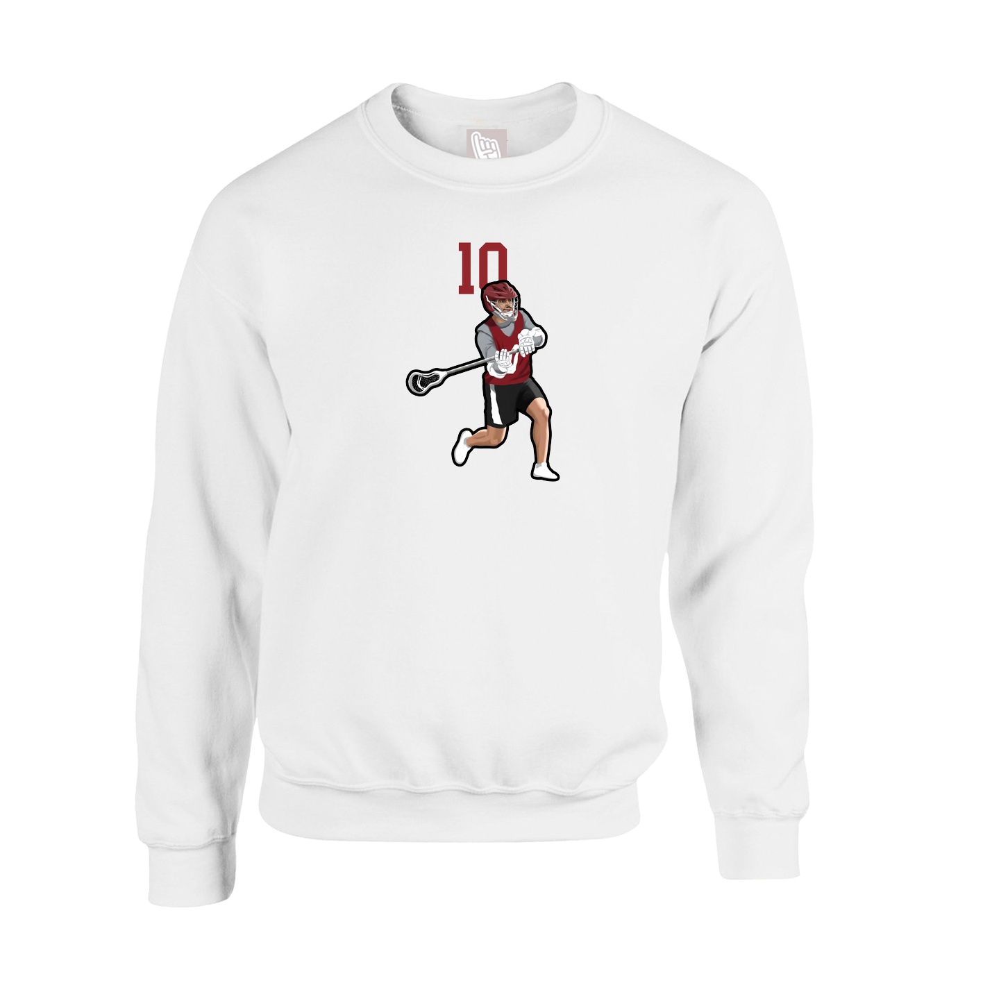 Fleece Crew — Number Top in White