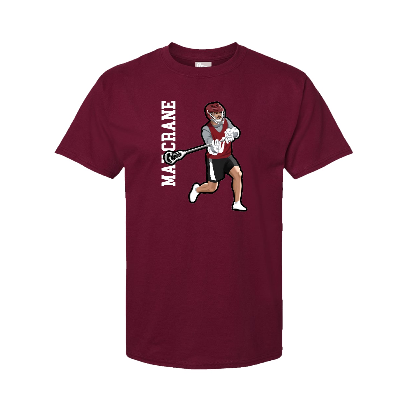 Youth Tee — Name Vertical in Cardinal