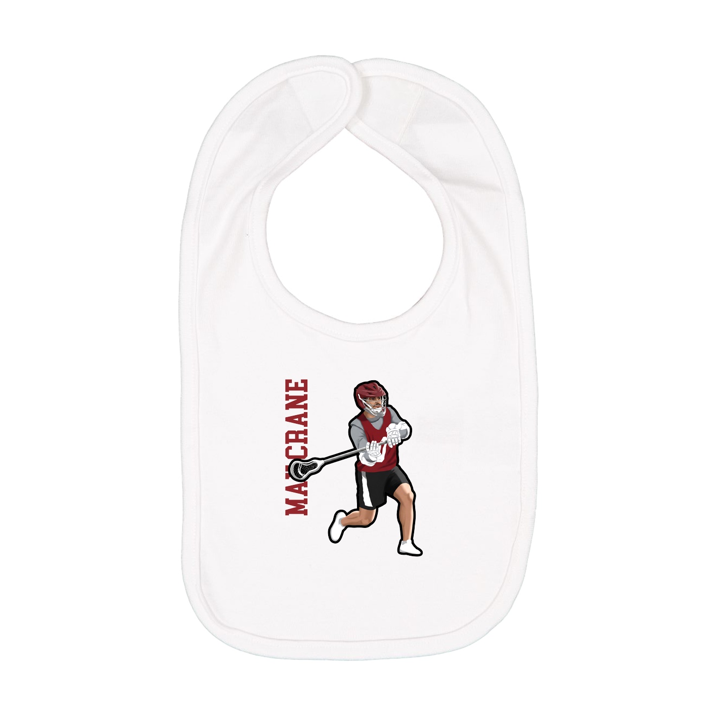 Infant Bib — Name Vertical in White