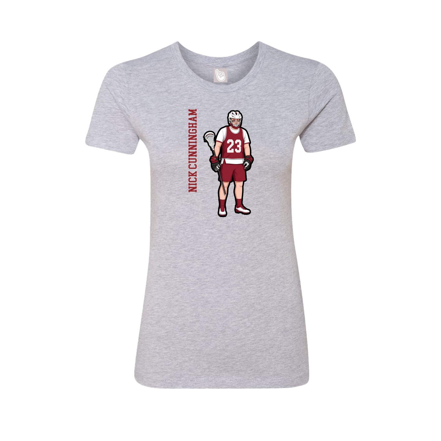 Fitted Women's Tee — Name Vertical in Grey