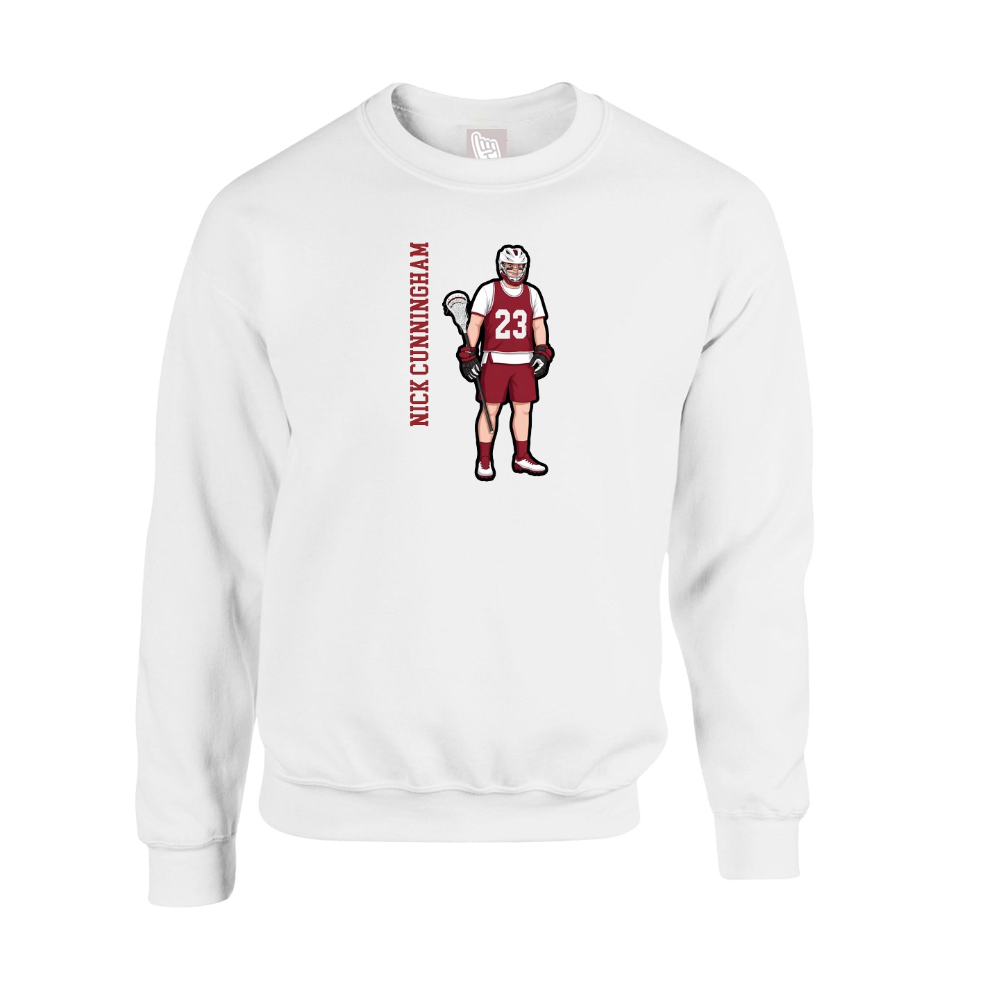Fleece Crew — Name Vertical in White