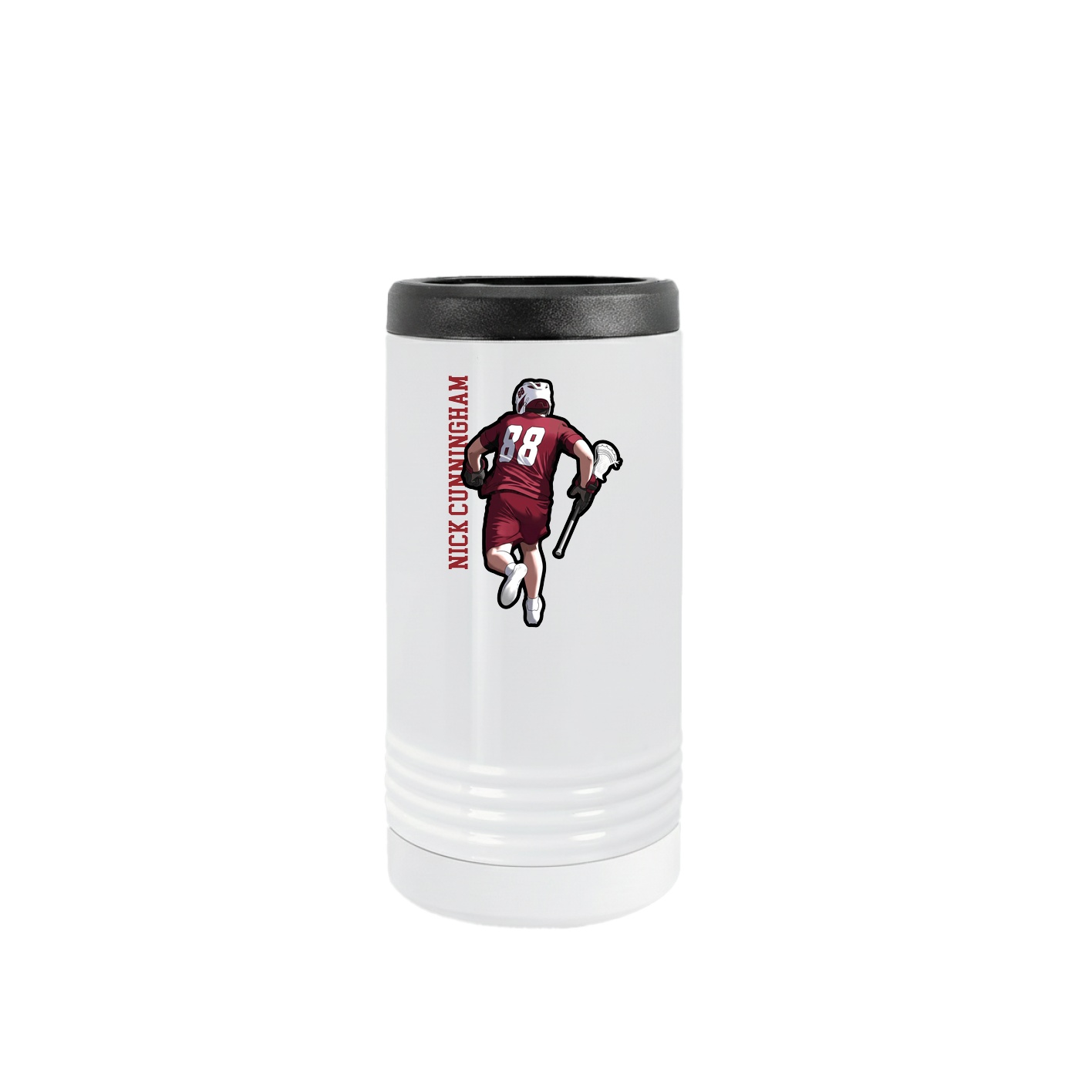 Slim Beverage Holder — Name Vertical in White