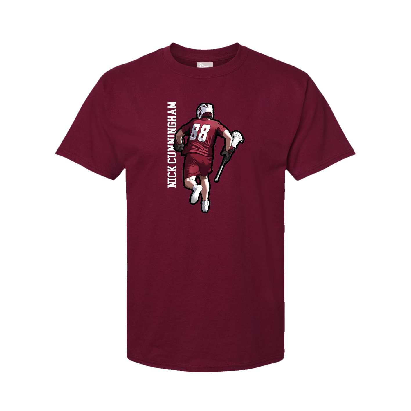 Youth Tee — Name Vertical in Cardinal