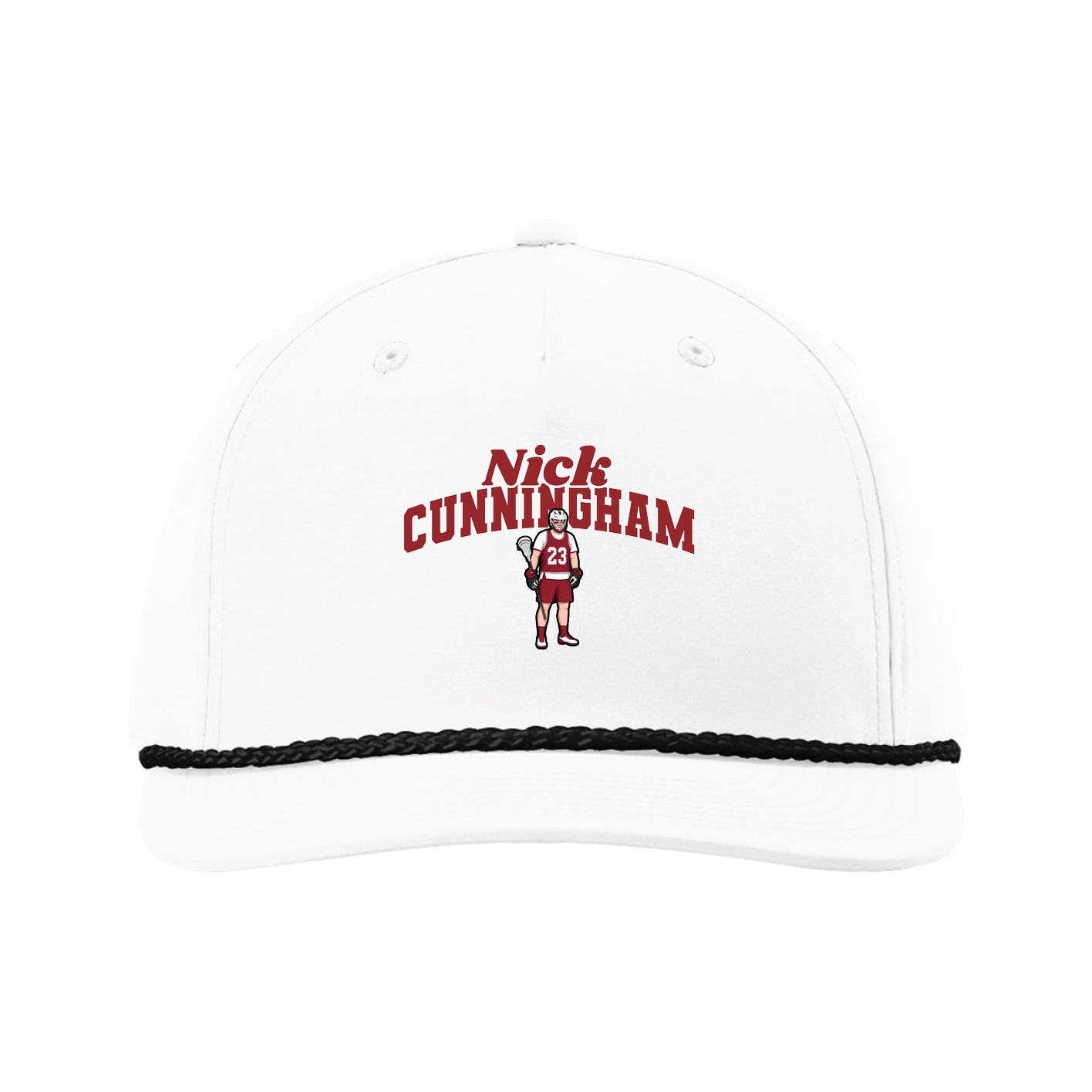 Five-Panel Classic Rope Cap — Signature Arch in White