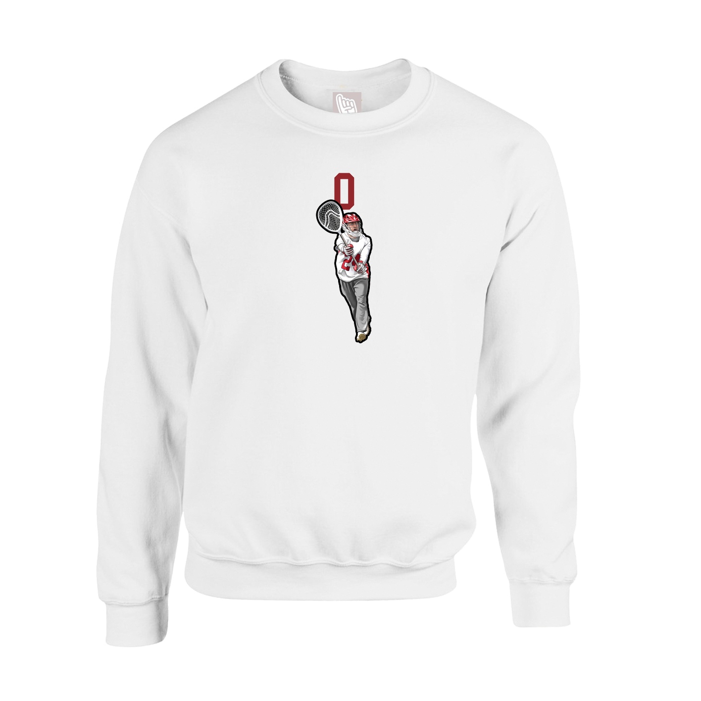 Fleece Crew — Number Top in White