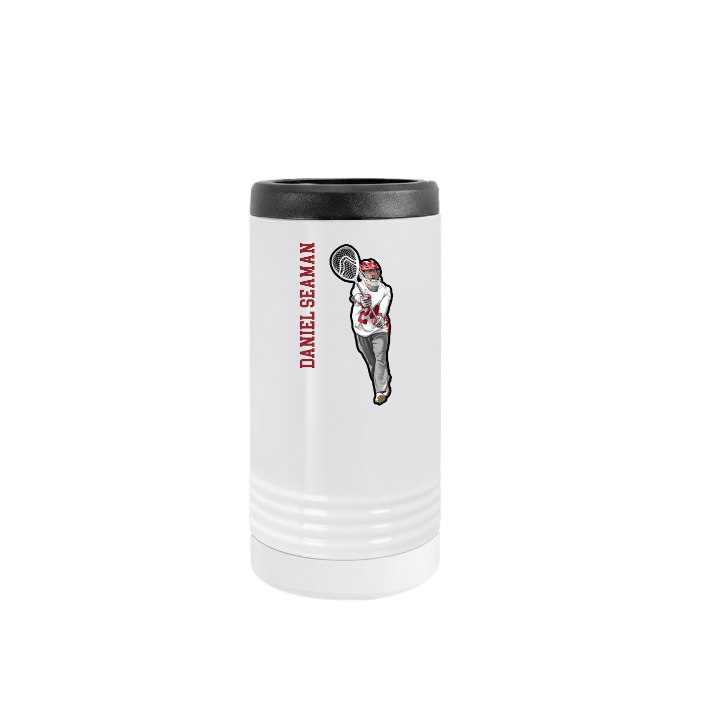 Slim Beverage Holder — Name Vertical in White