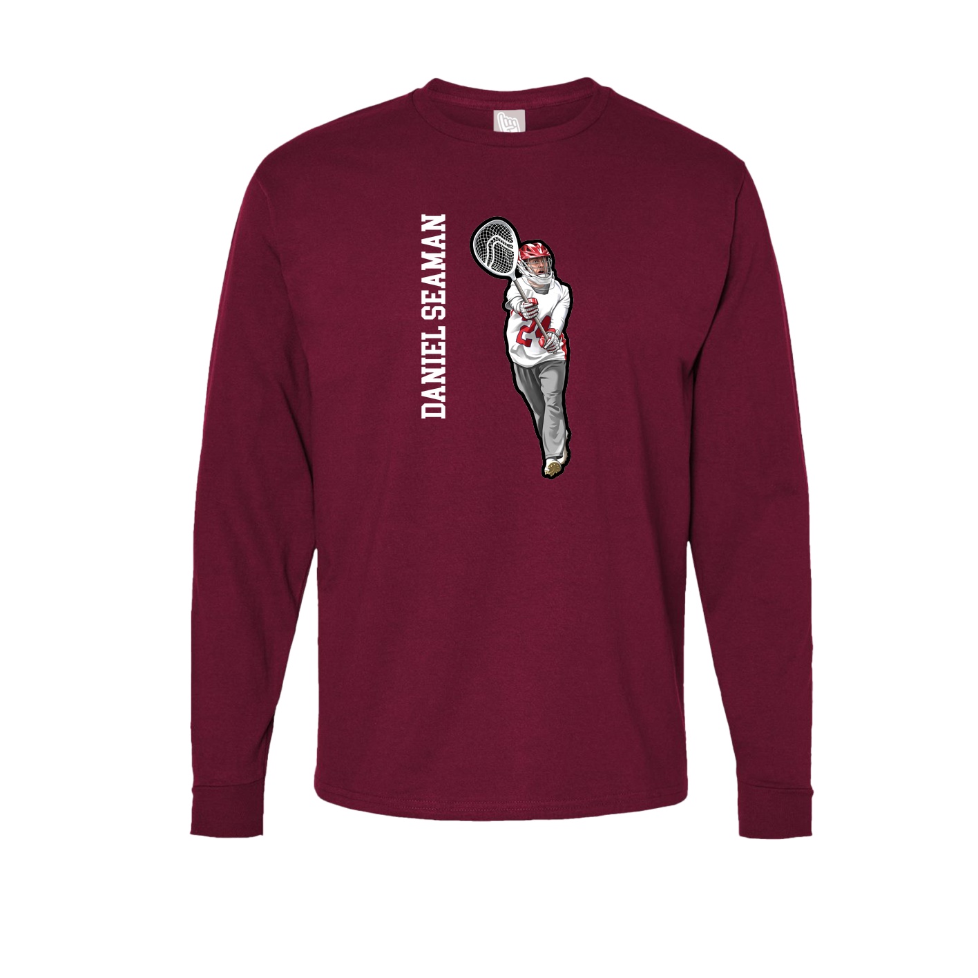 Long Sleeve Tee — Name Vertical in Cardinal