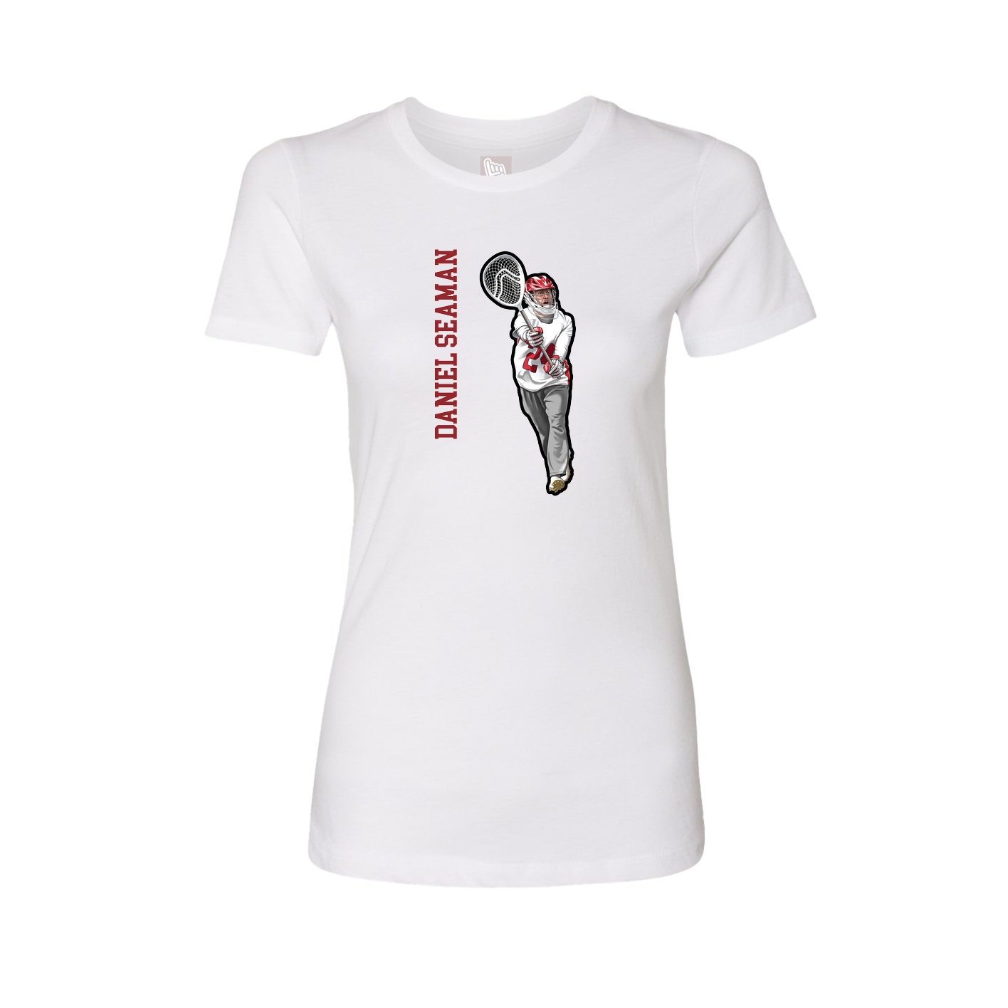 Fitted Women's Tee — Name Vertical in White