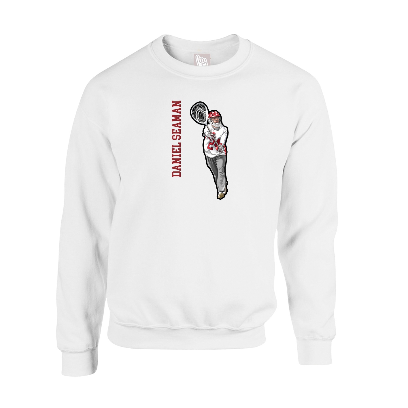 Fleece Crew — Name Vertical in White