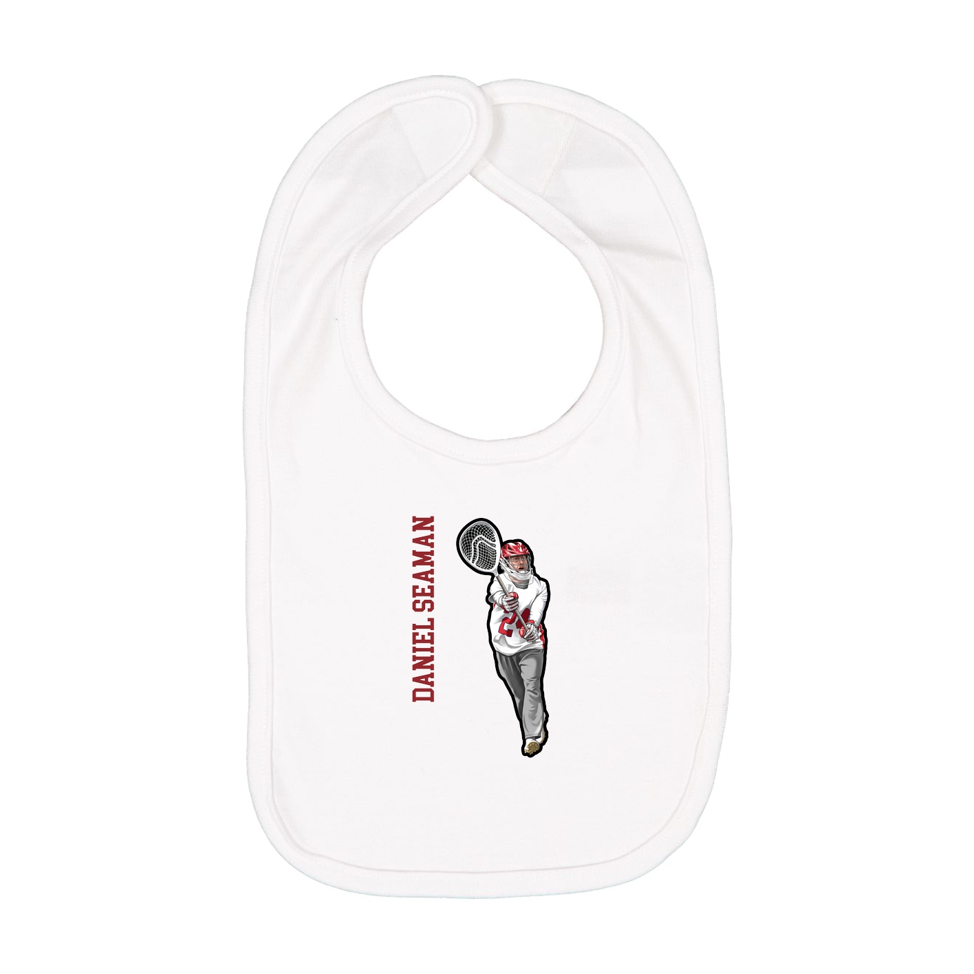 Infant Bib — Name Vertical in White
