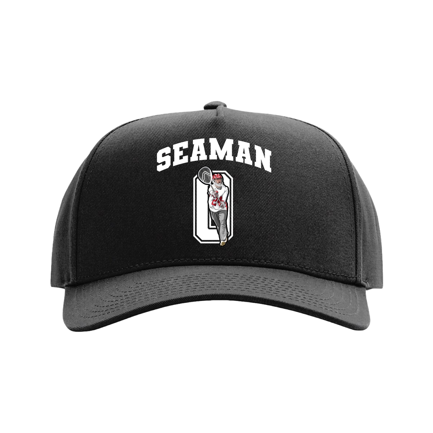 Full Fabric Five-Panel Champ Cap — Number in Black
