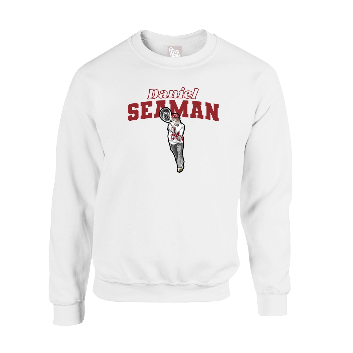 Fleece Crew — Name Arch in White