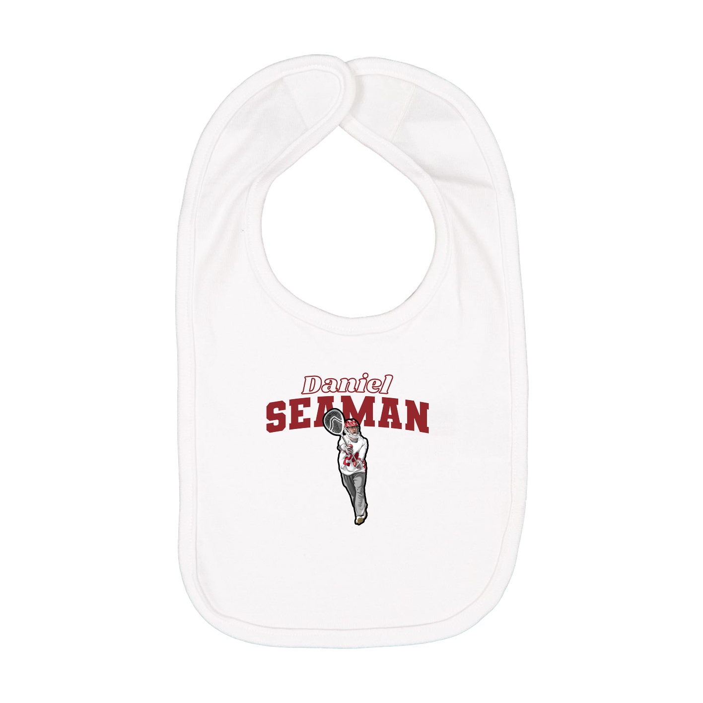 Infant Bib — Name Arch in White