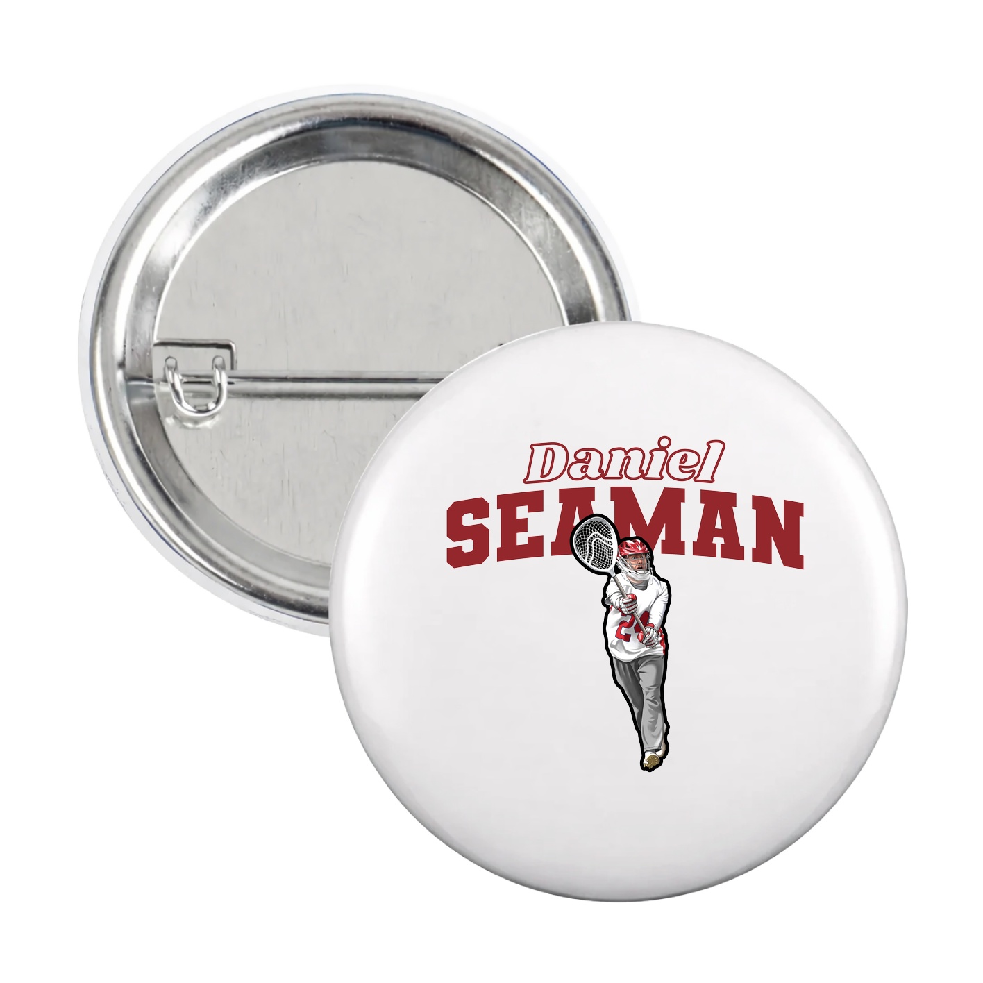 Game Day Button — Name Arch in White