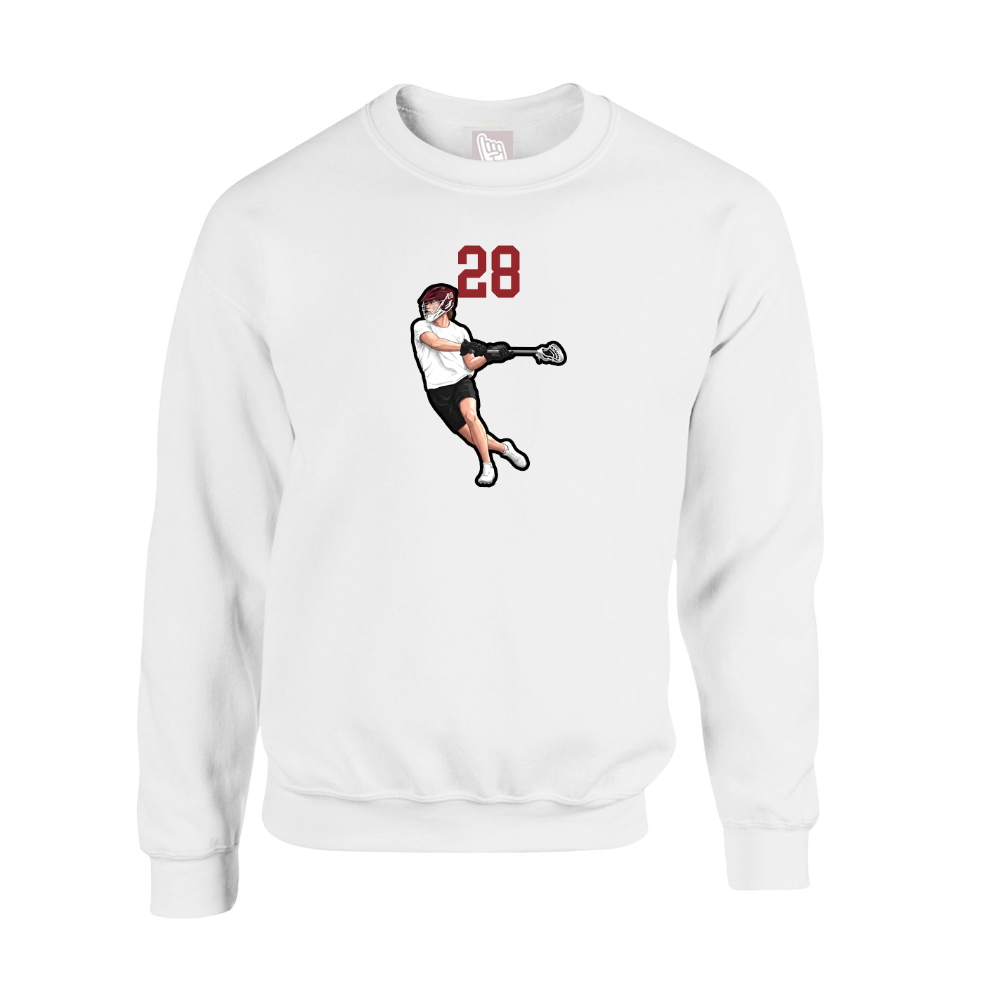 Fleece Crew — Number Top in White