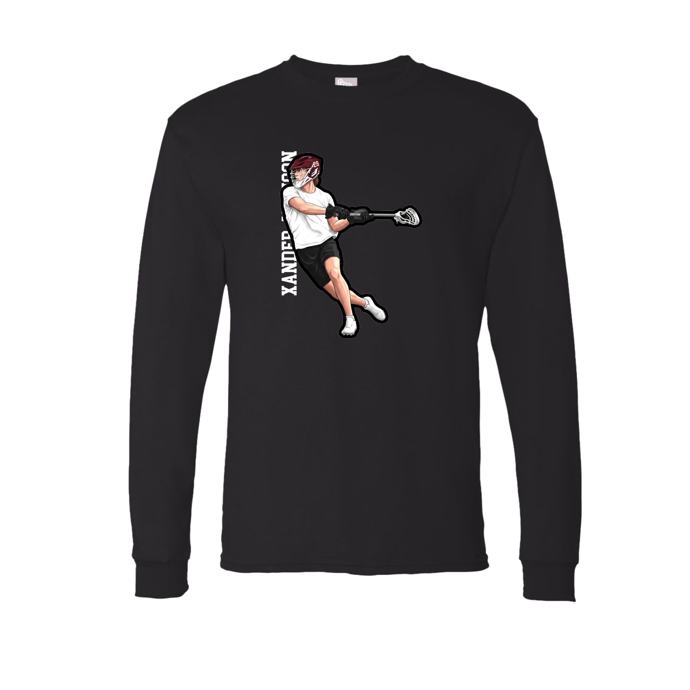 Long Sleeve Tee — Name Vertical in Black