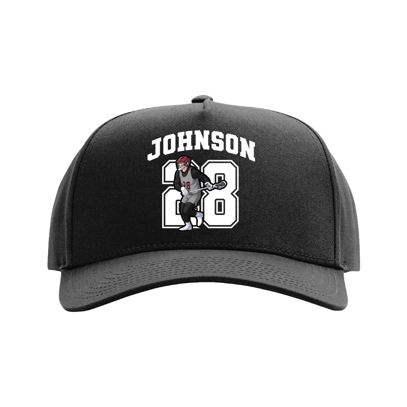 Full Fabric Five-Panel Champ Cap — Number in Black