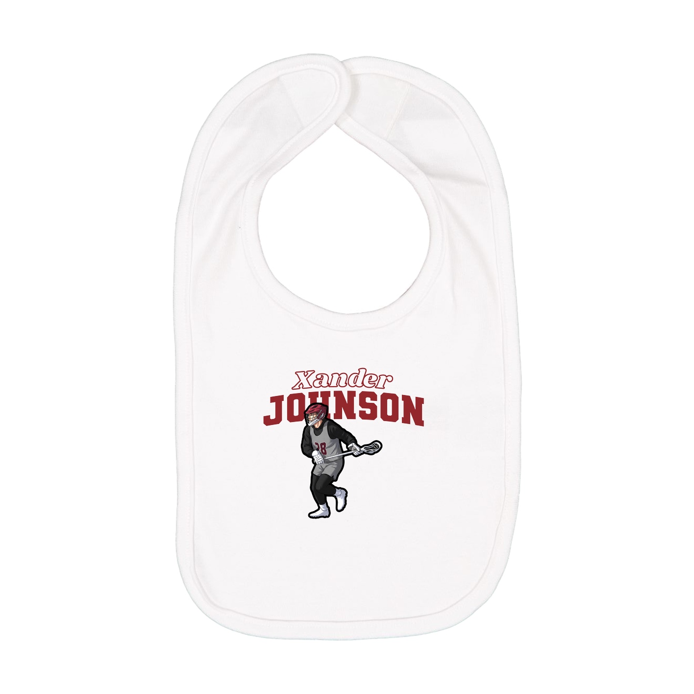 Infant Bib — Name Arch in White