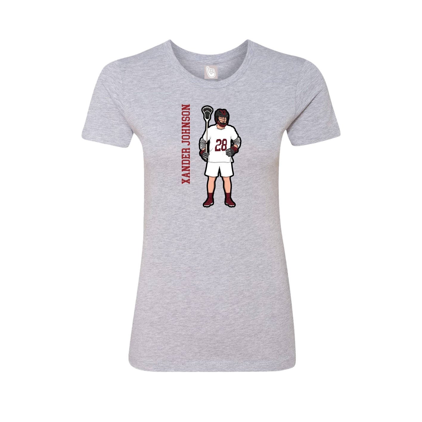 Fitted Women's Tee — Name Vertical in Grey