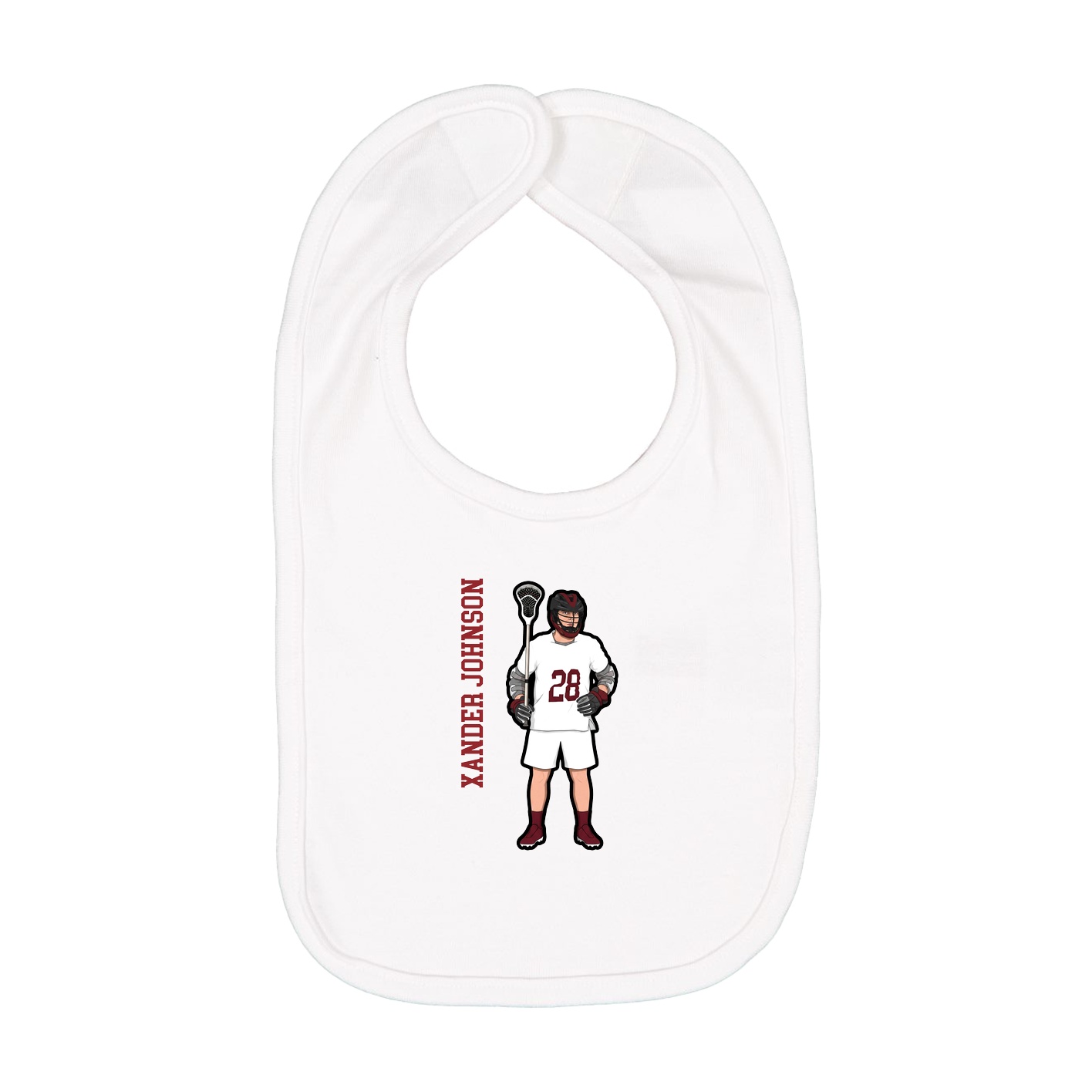 Infant Bib — Name Vertical in White