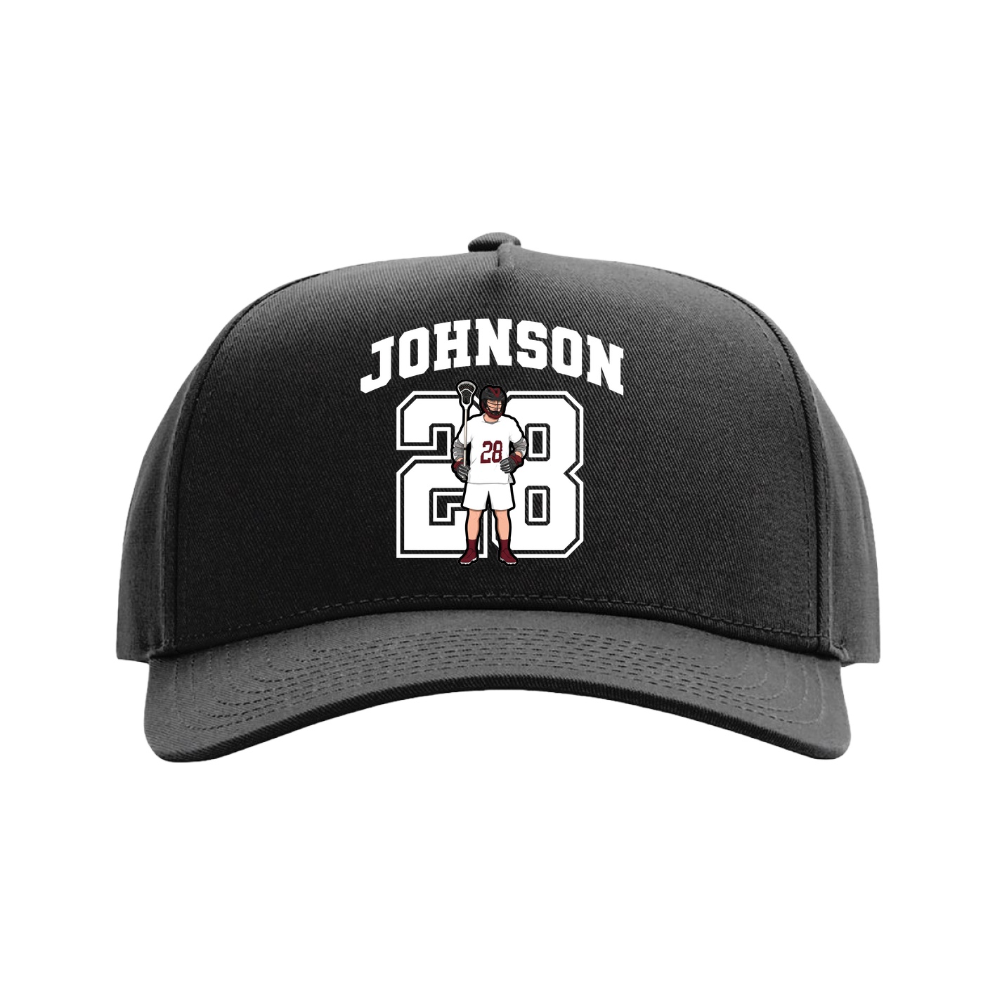 Full Fabric Five-Panel Champ Cap — Number in Black