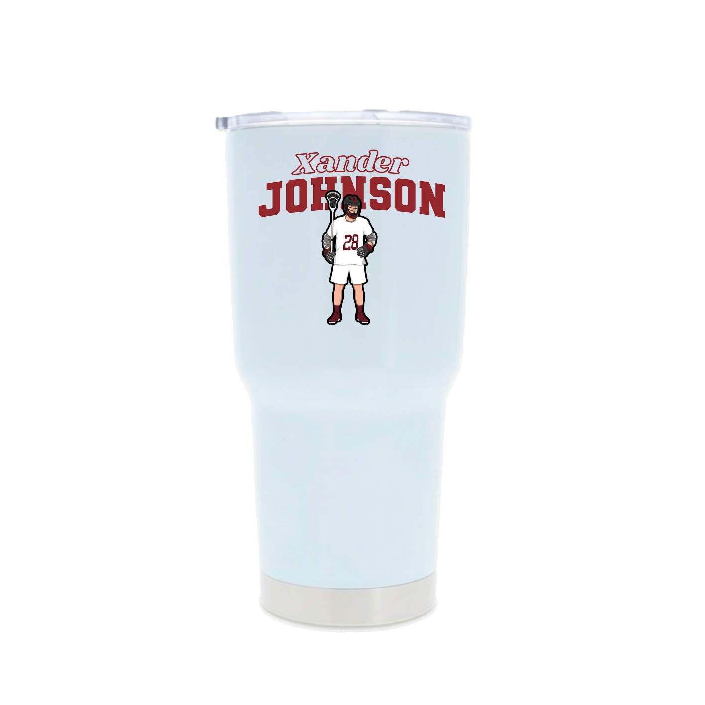 30oz Stainless Steel Tumbler — Name Arch in White