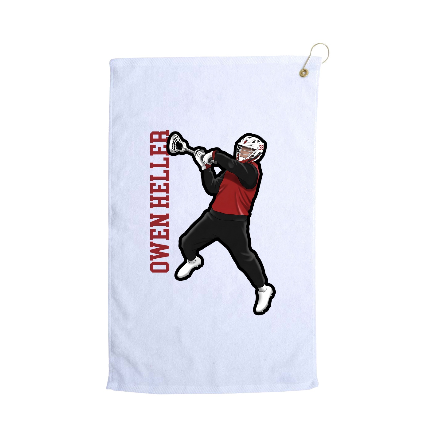 Golf Towel — Name Vertical in White
