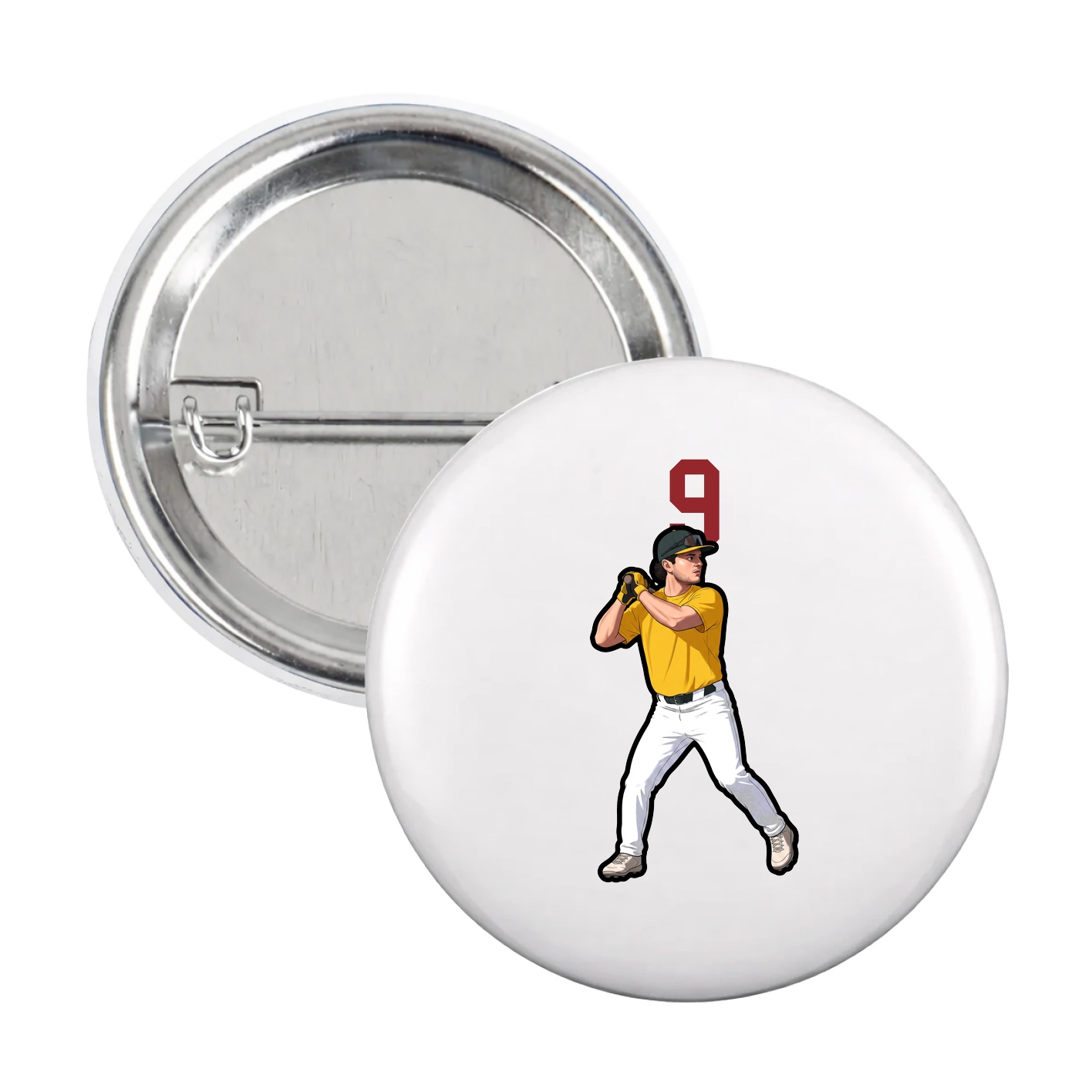 Game Day Button — Number Top in White