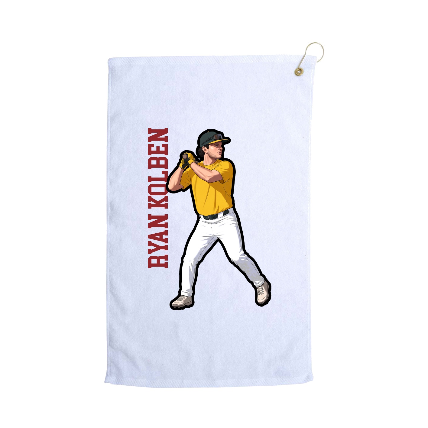 Golf Towel — Name Vertical in White