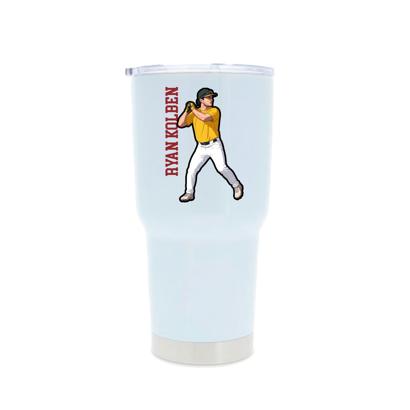 30oz Stainless Steel Tumbler — Name Vertical in White