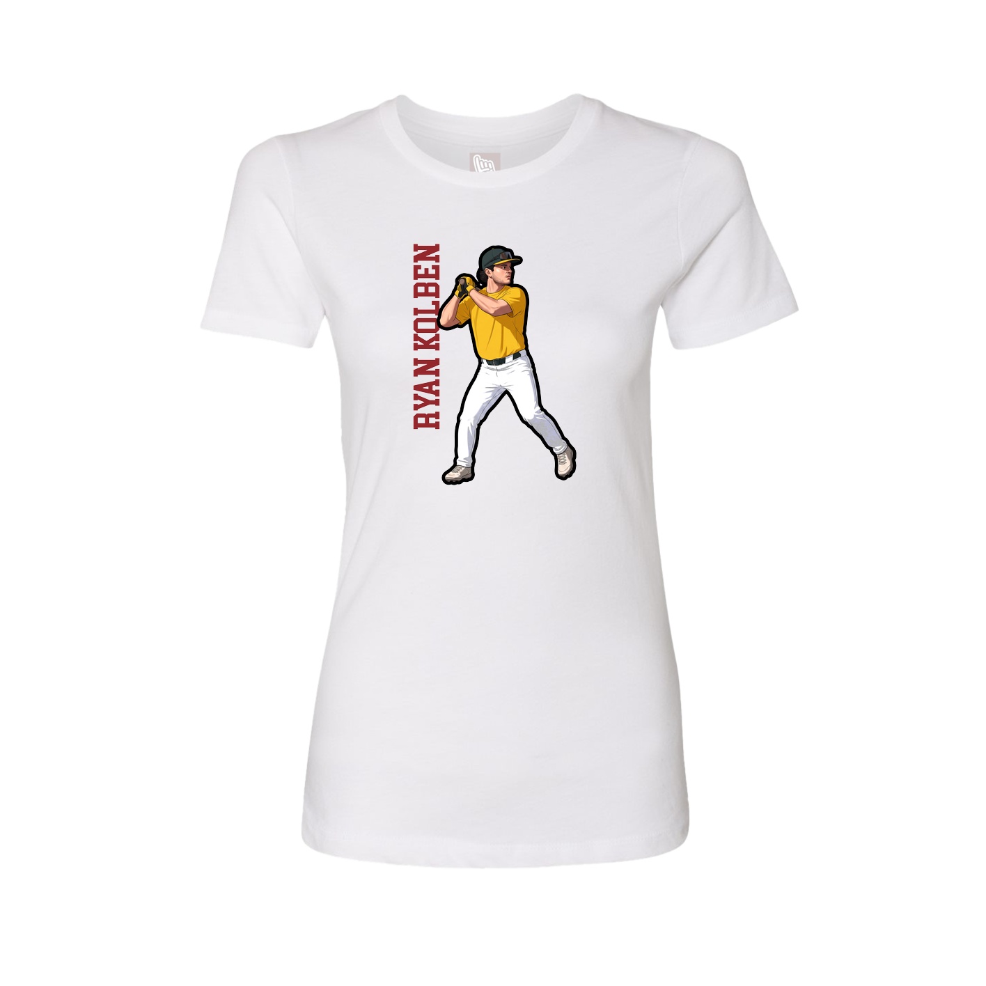 Fitted Women's Tee — Name Vertical in White