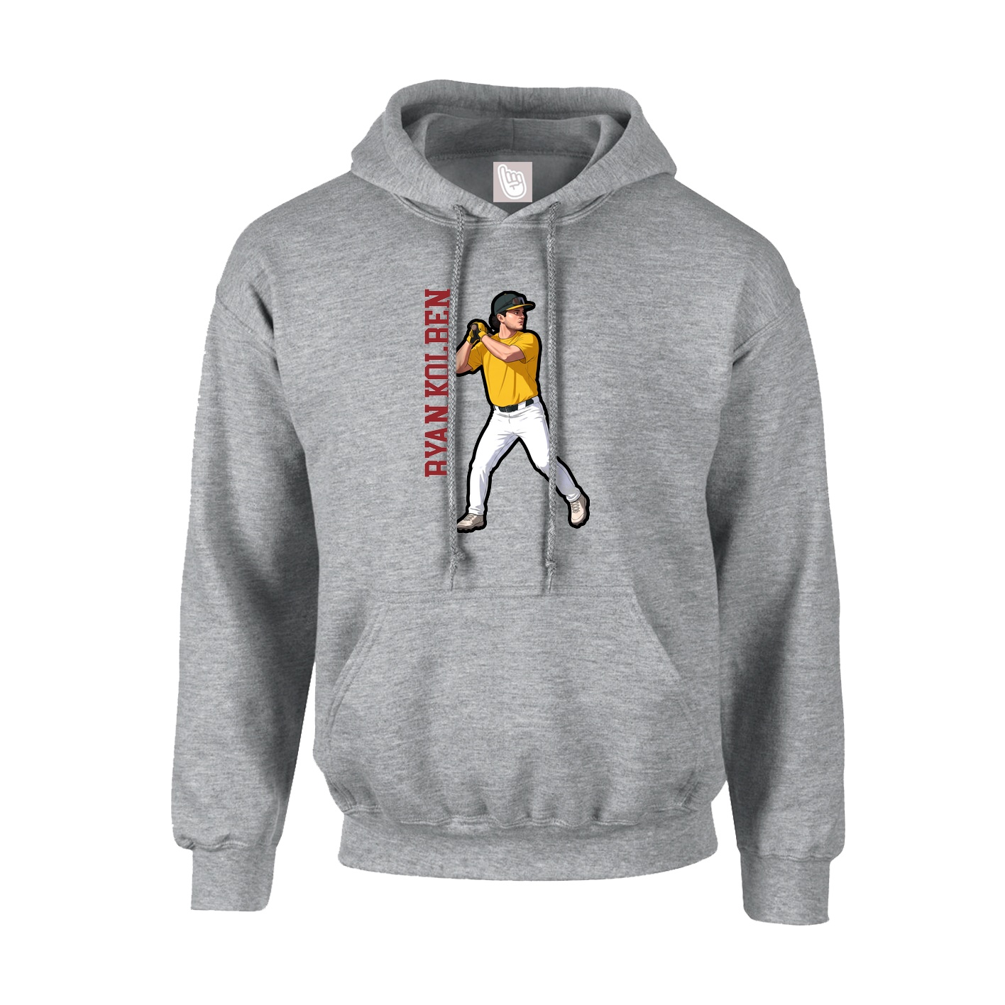 Hoodie — Name Vertical in Grey