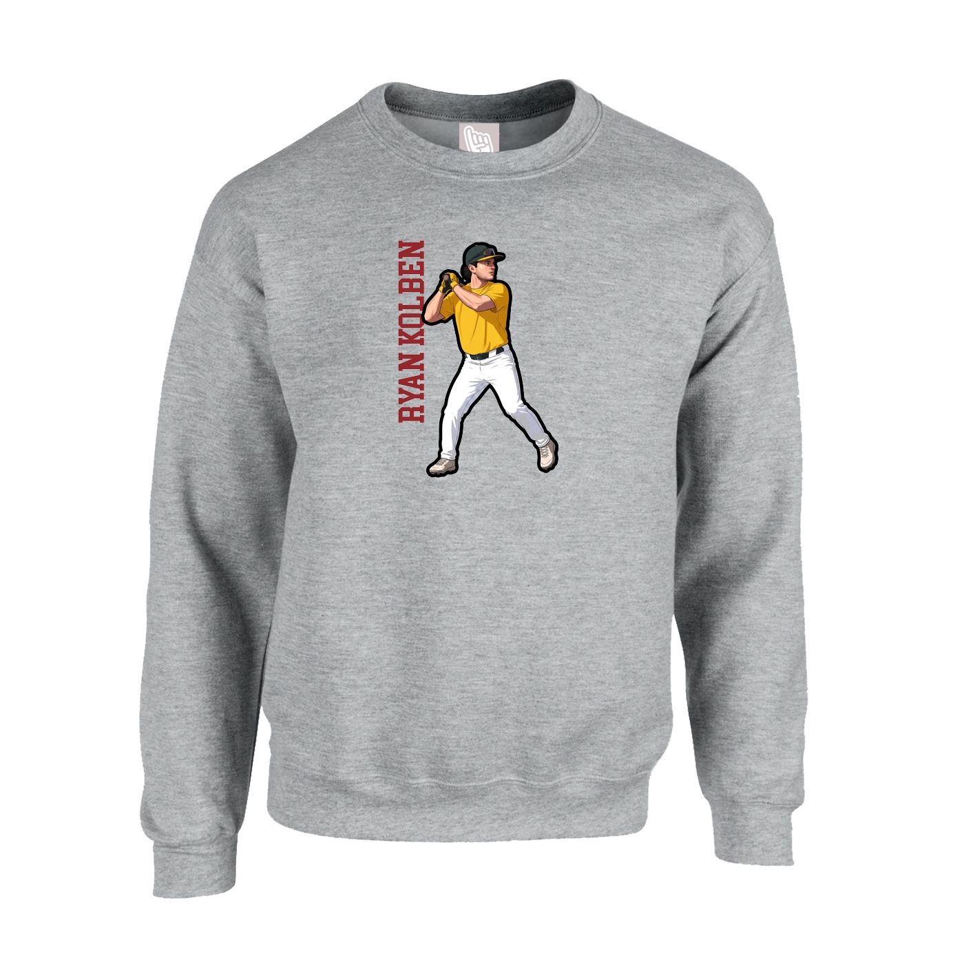 Fleece Crew — Name Vertical in Grey