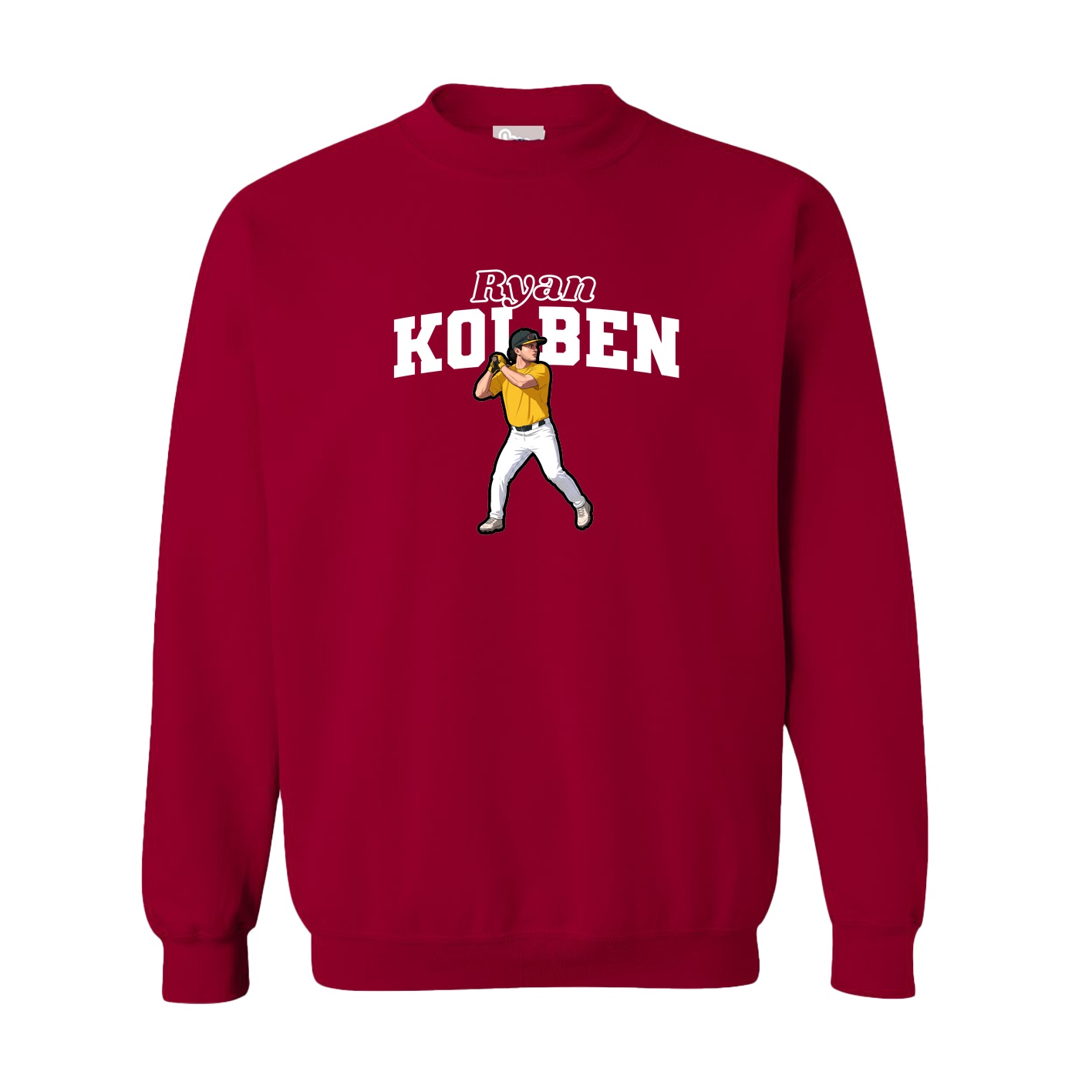 Fleece Crew — Name Arch in Cardinal