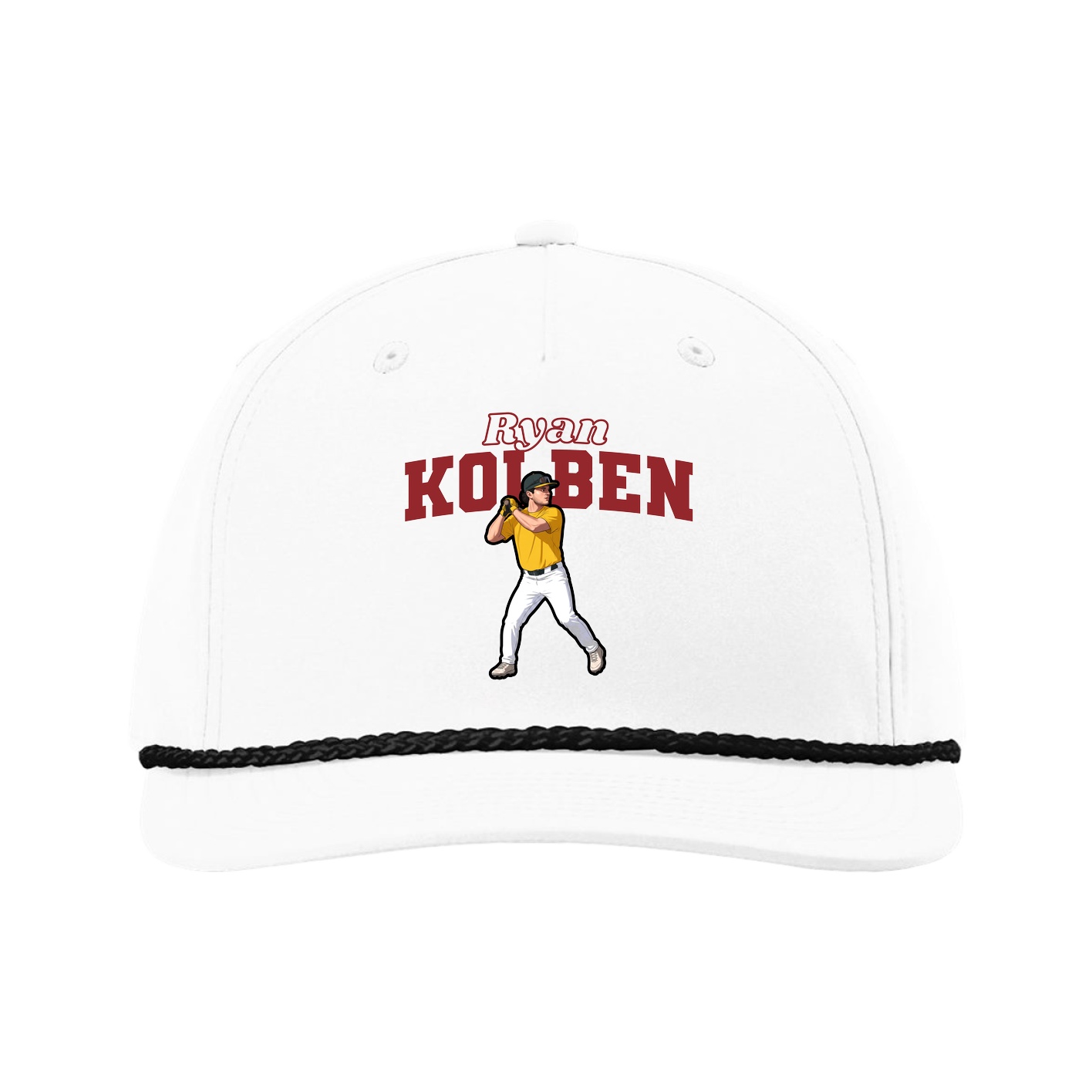 Five-Panel Classic Rope Cap — Name Arch in White