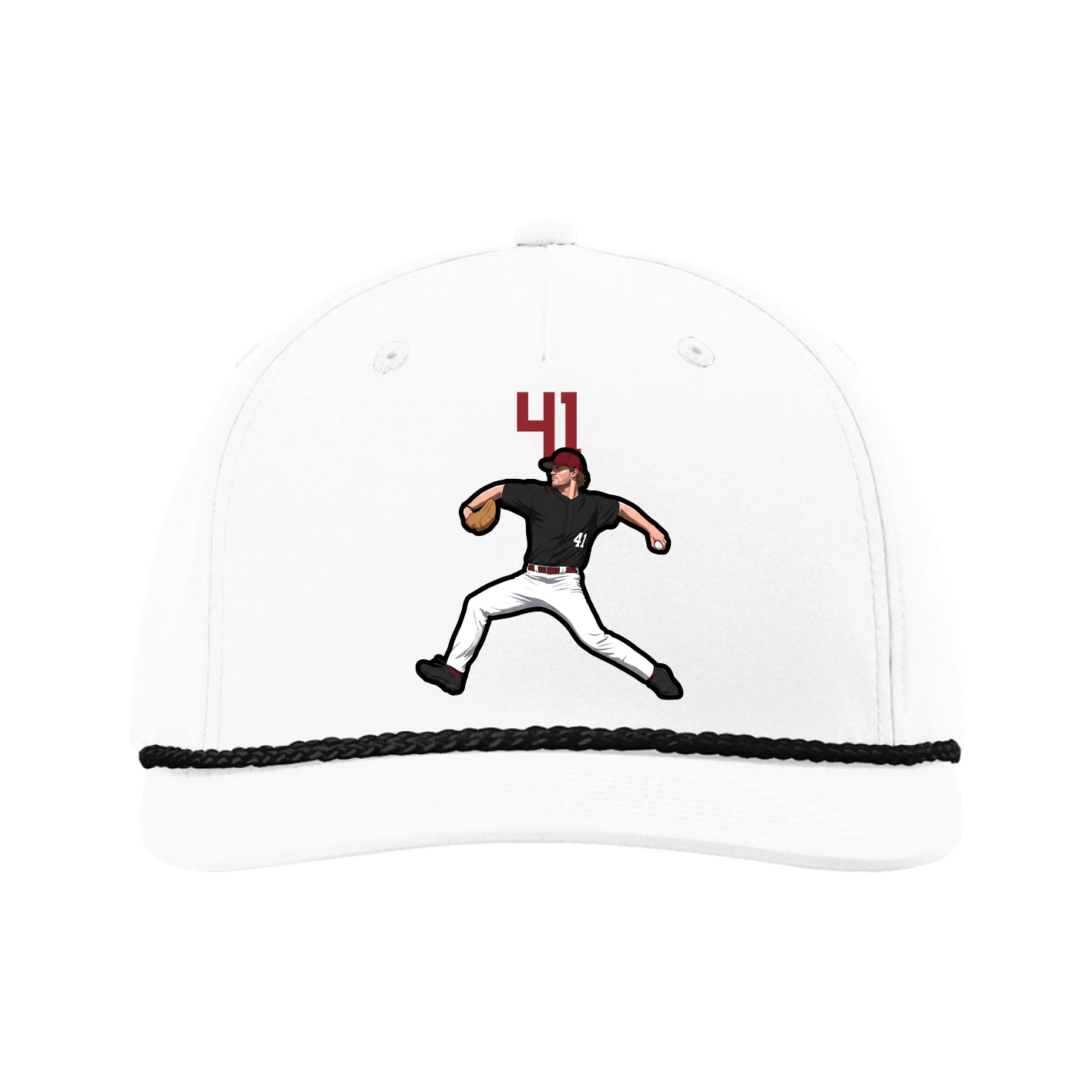 Five-Panel Classic Rope Cap — Number Top in White