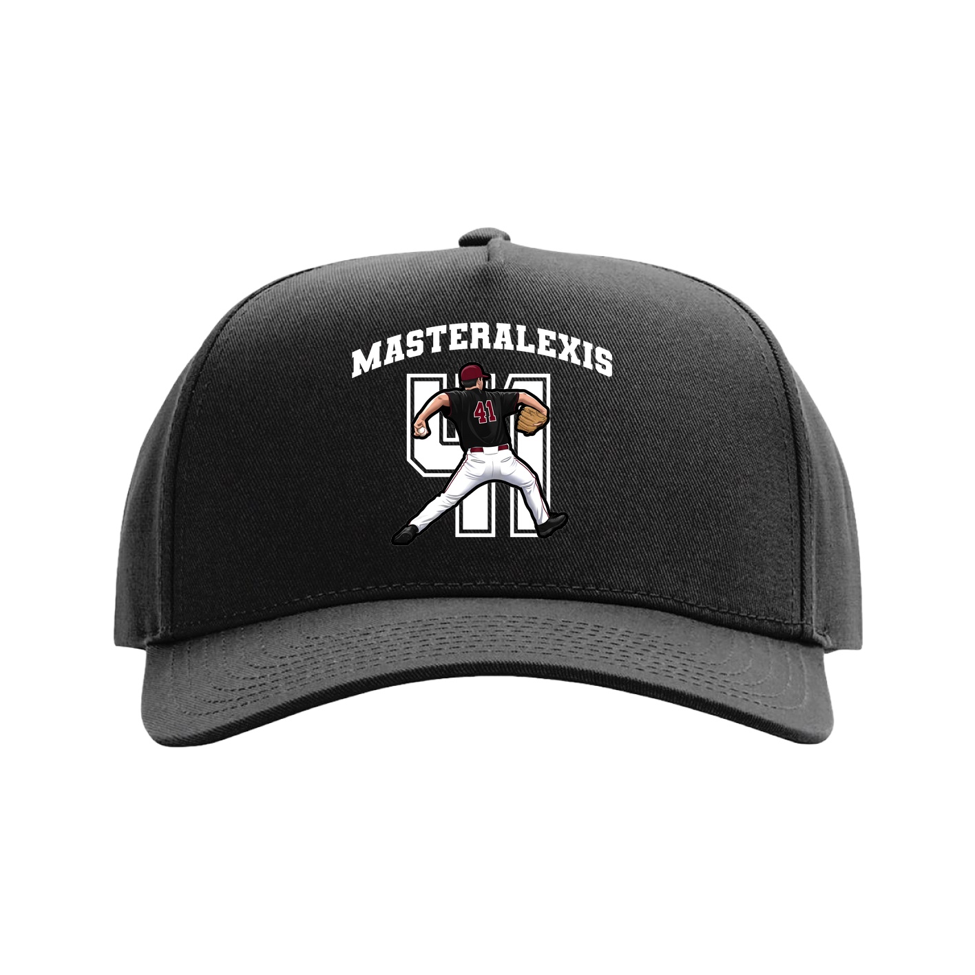 Full Fabric Five-Panel Champ Cap — Number in Black