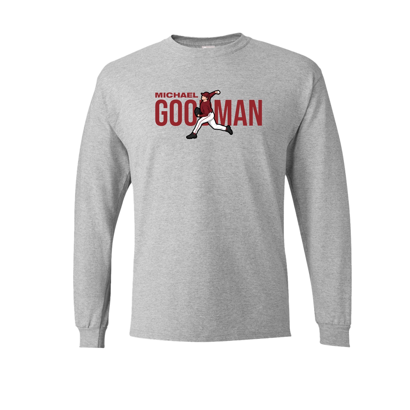 Long Sleeve Tee — Player Name in Grey