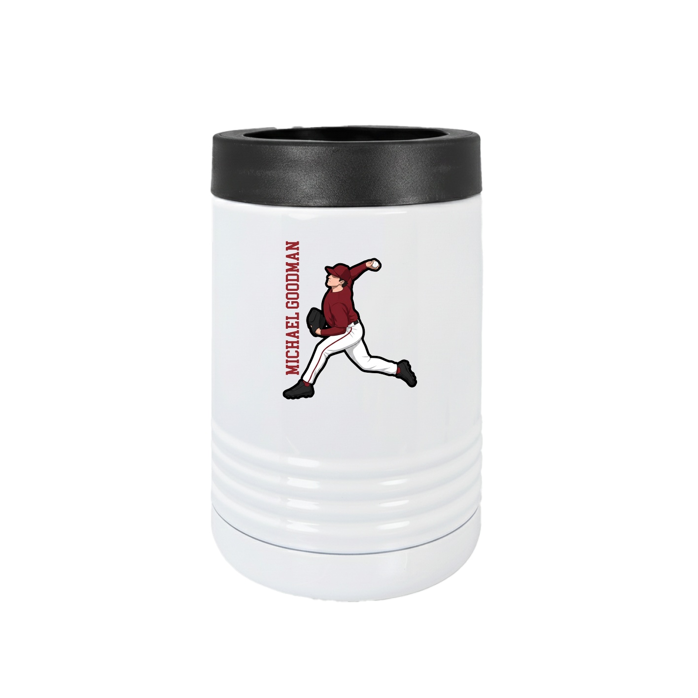 Beverage Holder — Name Vertical in White